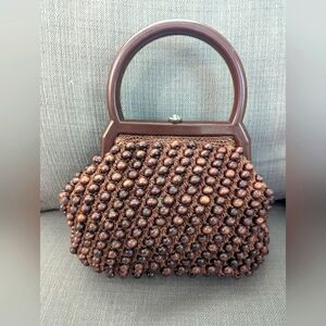 VINTAGE Wooden Beaded Clutch